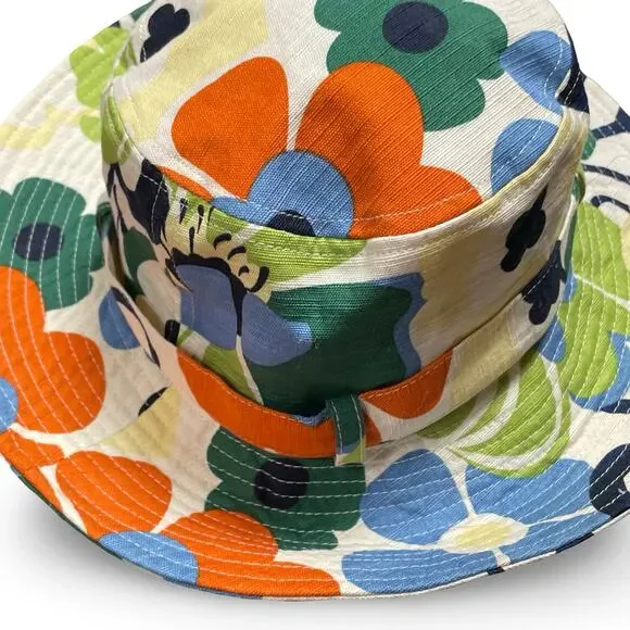 San Diego Hat Co Floral Bucket Hat Wood Buckle Retro Mod Pop Art Sun Hat - Picture 12 of 13
